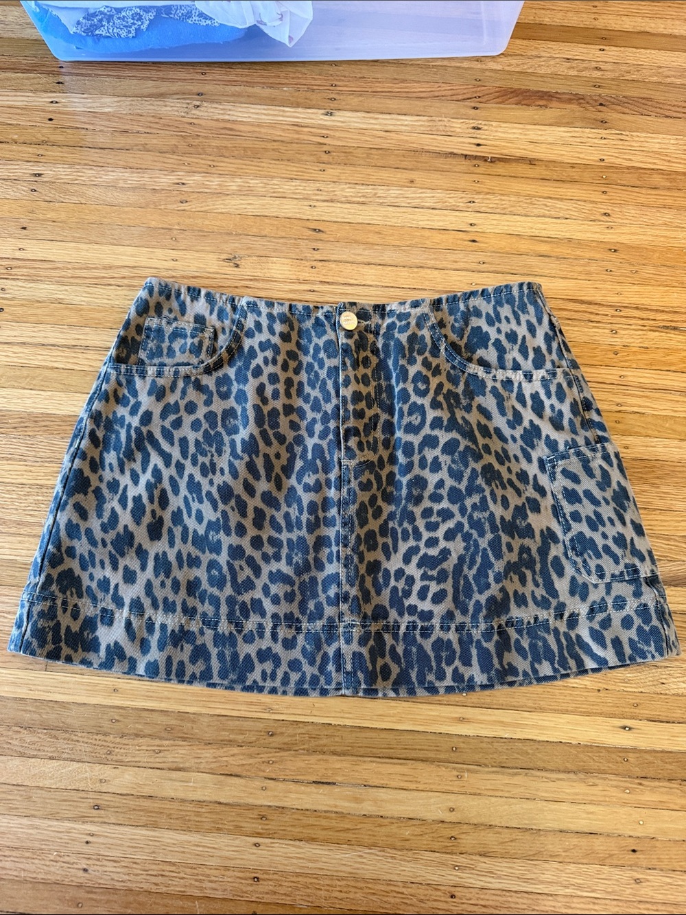 Damson Madder Lily Carpenter Mini Skirt Leopard Print Denim